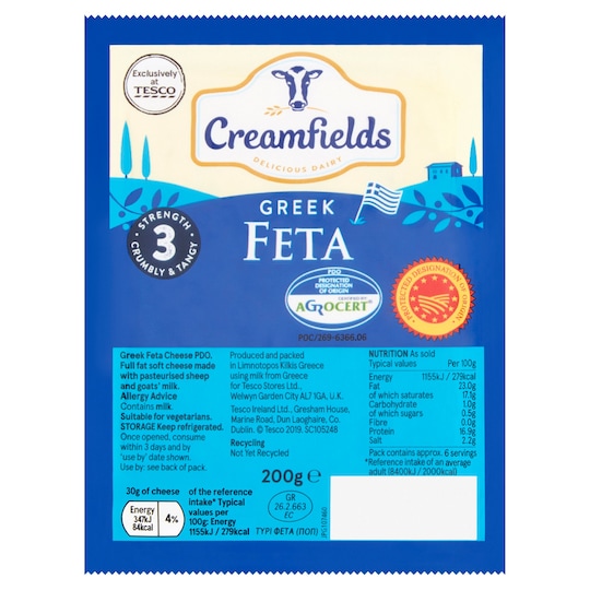Creamfields Greek Feta 200G Tesco Groceries