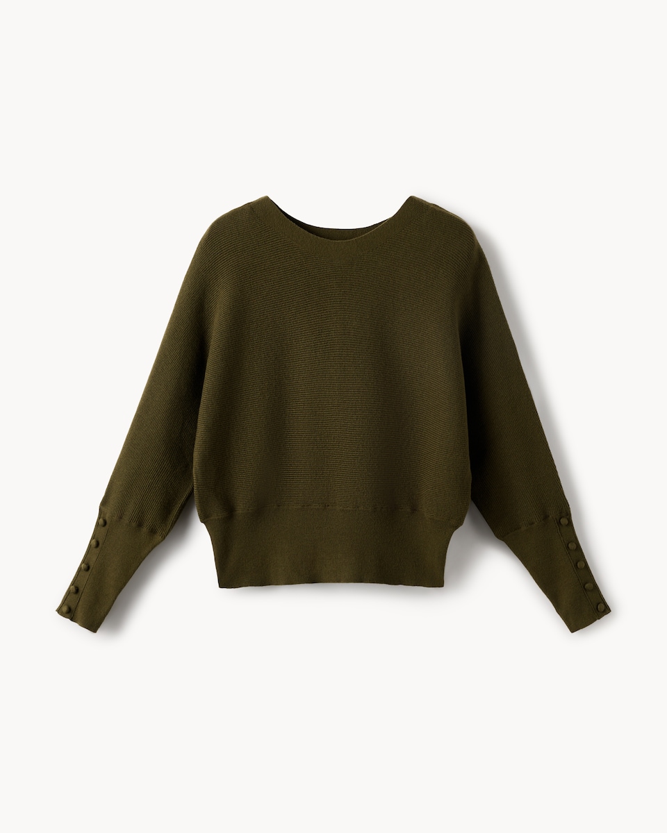 image 1 of F&F Batwing Knitted Jumper in Khaki