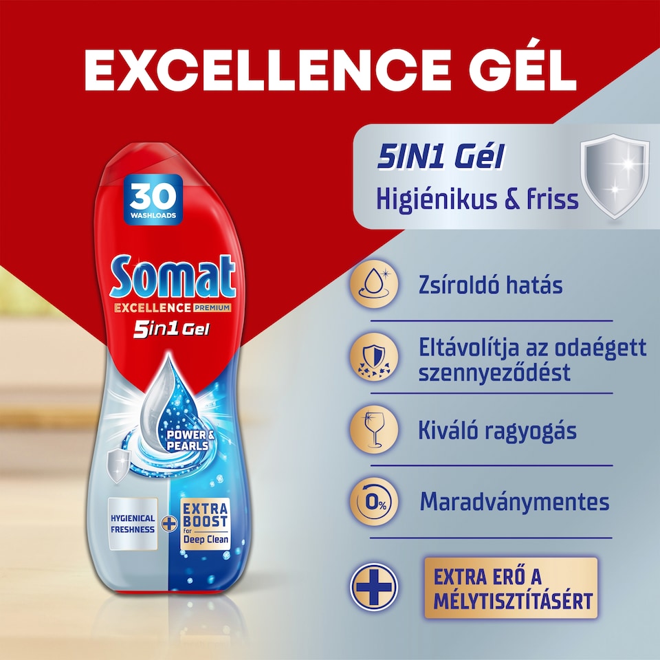 Somat Excellence 5in1 Hygiene Duo gépi mosogatószer gél 2 x 540 ml  1. kép