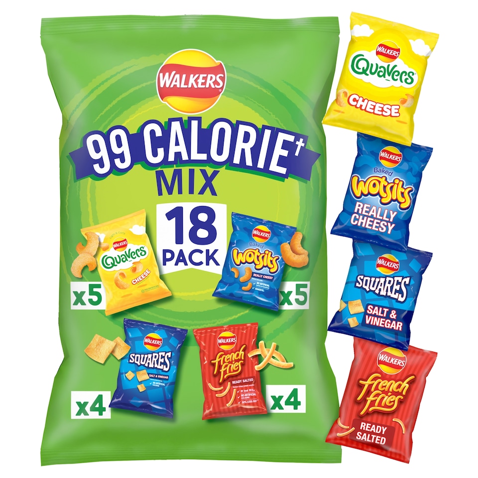 image 1 of Walkers 99 Calorie Mix Multipack Crisps 18 Pack