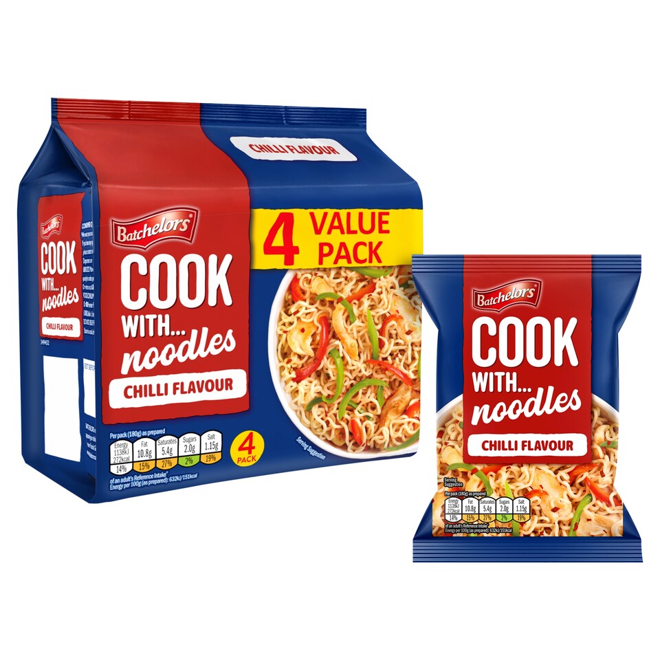 image 1 of Batchelors Cook With Noodles - Chilli Flavour 4x60g