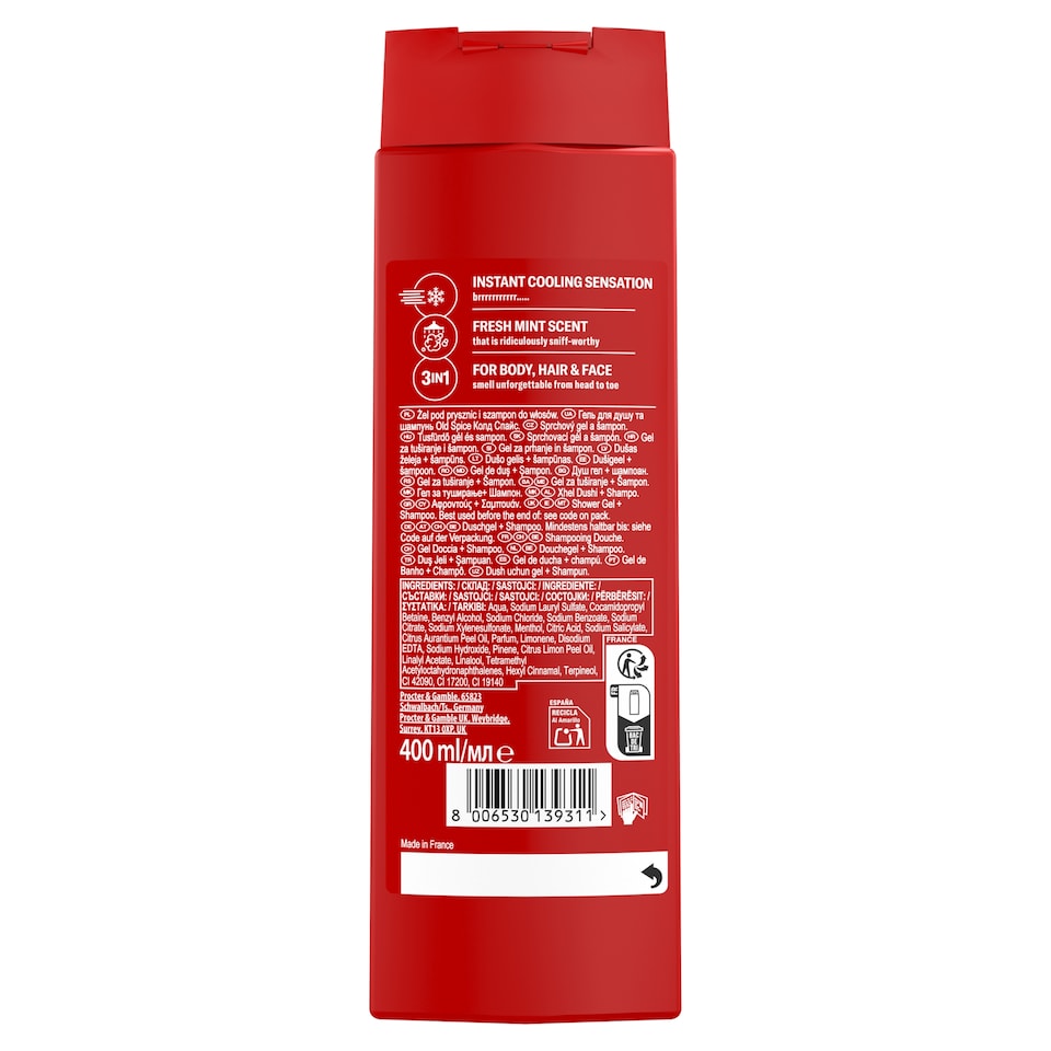 obrázok 1 z Old Spice Cold Spice 3 v 1 Pánsky Sprchový Gél A Šampón 400 ml