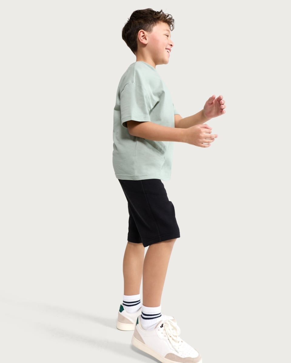 image 1 of F&F Boys Cotton Rich Drawstring Shorts in Black