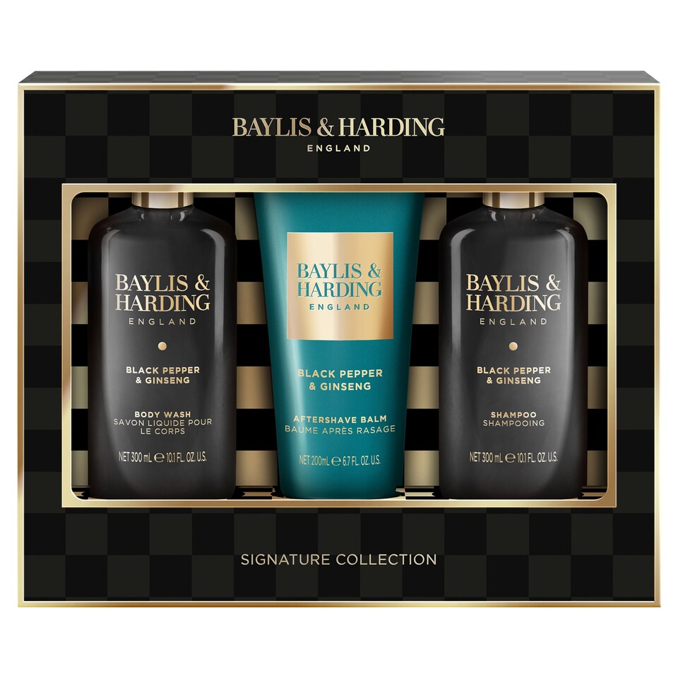 image 1 of Baylis & Harding Black Pepper & Ginseng Men's Luxury Bathing Trio Gift Set