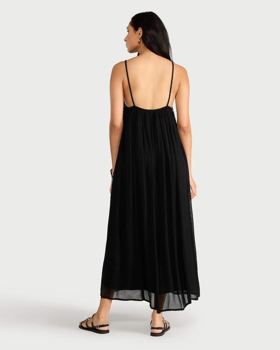 image 1 of F&F Embellished Strappy Midi Dress in Black