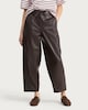 image 1 of F&F Faux Leather Barrel Leg Drawstring Trousers in Brown