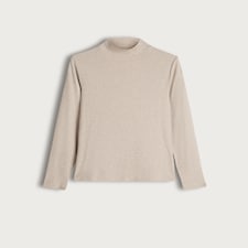F&F Cotton Rich High Neck Long Sleeved Top in Neutral