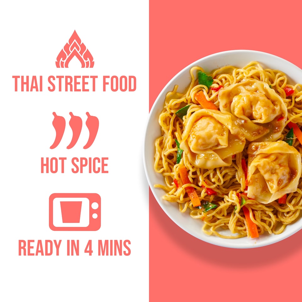 image 1 of Kitchen Joy Thai Cube Prawn Wonton Drunken Noodles 300g