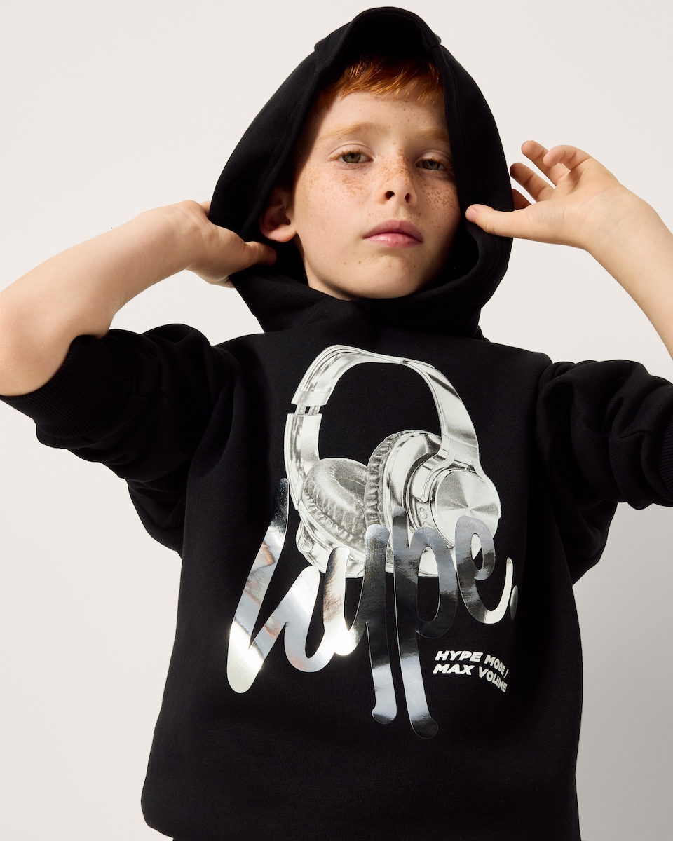 image 1 of Hype Cotton Rich Hoodie in Black