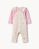 image 1 of F&F Baby 2-Piece Embroidered Floral Dungarees and Bodysuit Set in Neutral