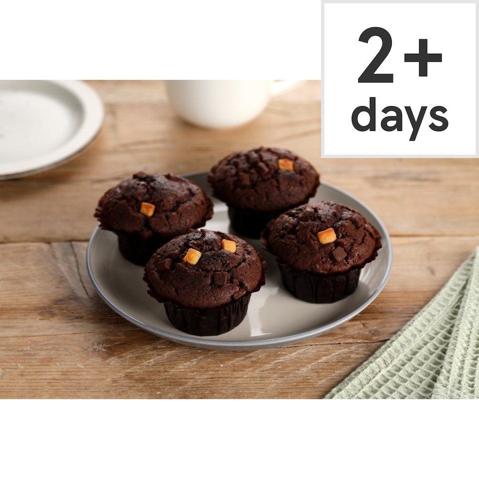 image 1 of Tesco Soft & Fluffy Triple Chocolate Muffins 4 Pack