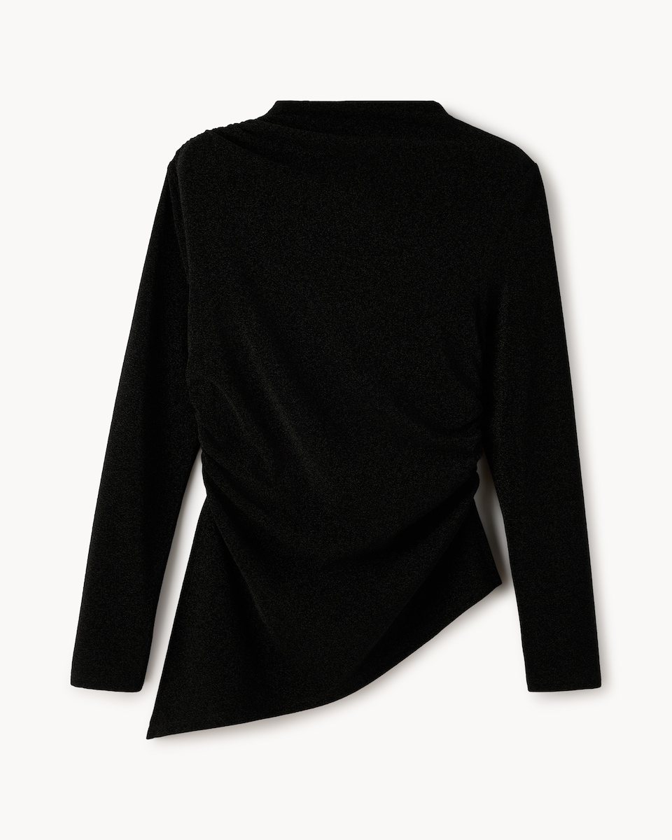 image 1 of F&F Sparkle Turtle Neck Co-ord Top in Black
