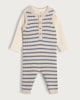 image 1 of F&F Baby 2-Piece Cotton Rich Striped Button Front Romper and Bodysuit Set in Blue