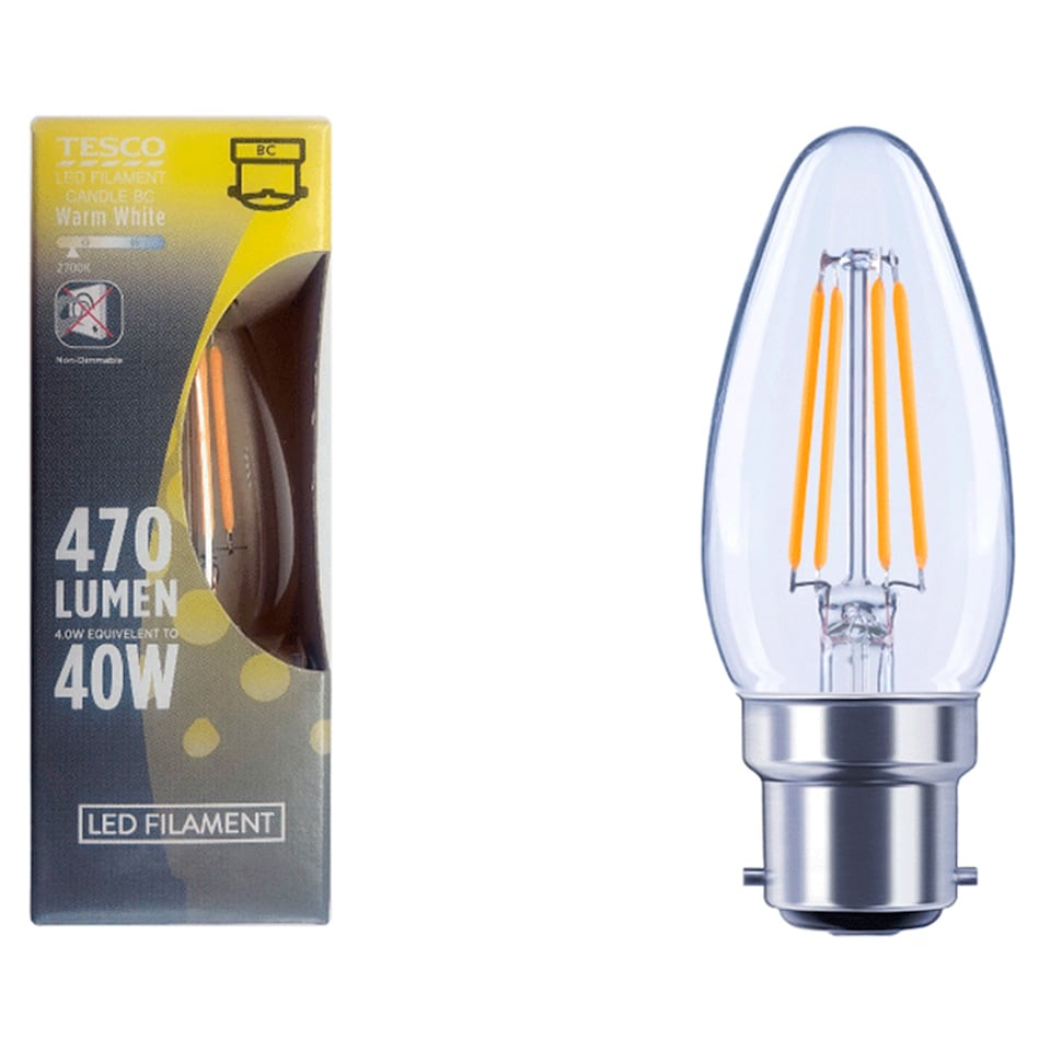 Tesco Led Filament Candle 40W Bayonet Cap