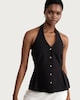 image 1 of F&F Halterneck Buttoned Waistcoat in Black
