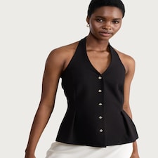 F&F Halterneck Buttoned Waistcoat in Black