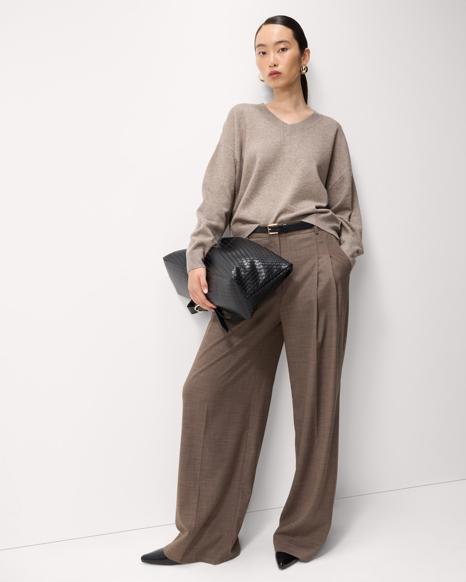 image 1 of F&F V Neck Knitted Jumper in Mink
