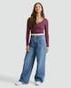 image 2 of OH ME OH MY Wide Leg Tie Waist Jeans in Blue