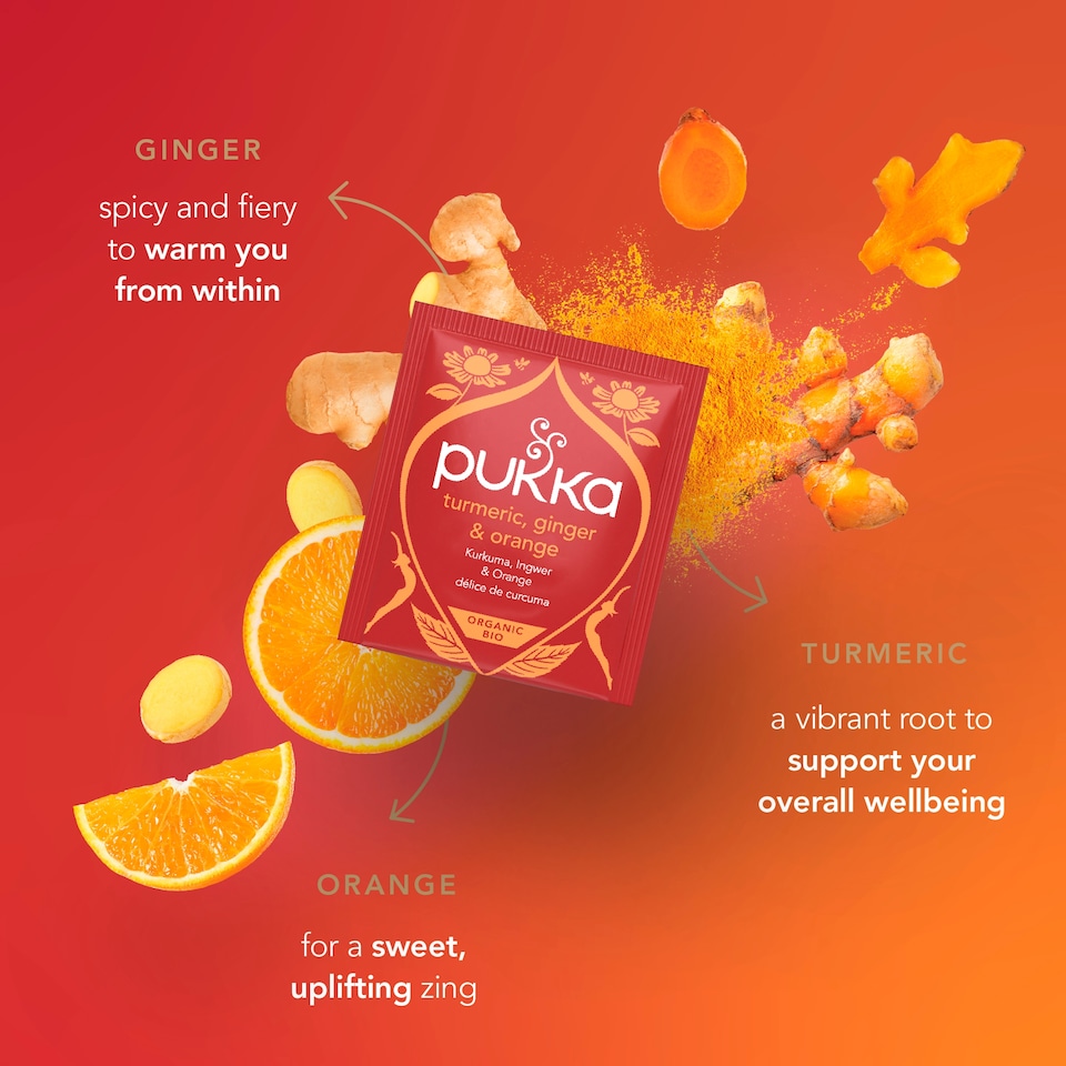 image 1 of Pukka Organic Turmeric, Ginger & Orange Tea 20 Herbal Tea Bags 36g
