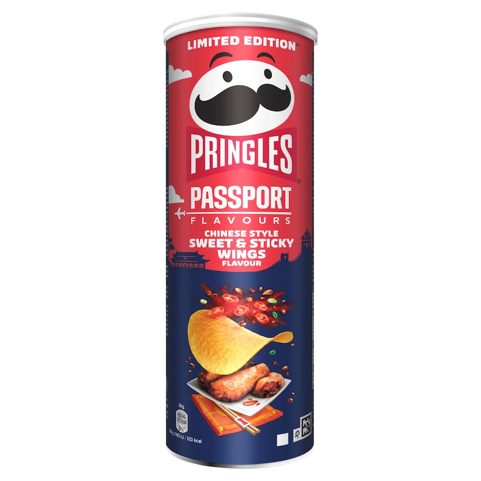 Pringles Passport Flavours Chinese Style édes és ragacsos csirkeszárny ízesítésű sós snack 165 g