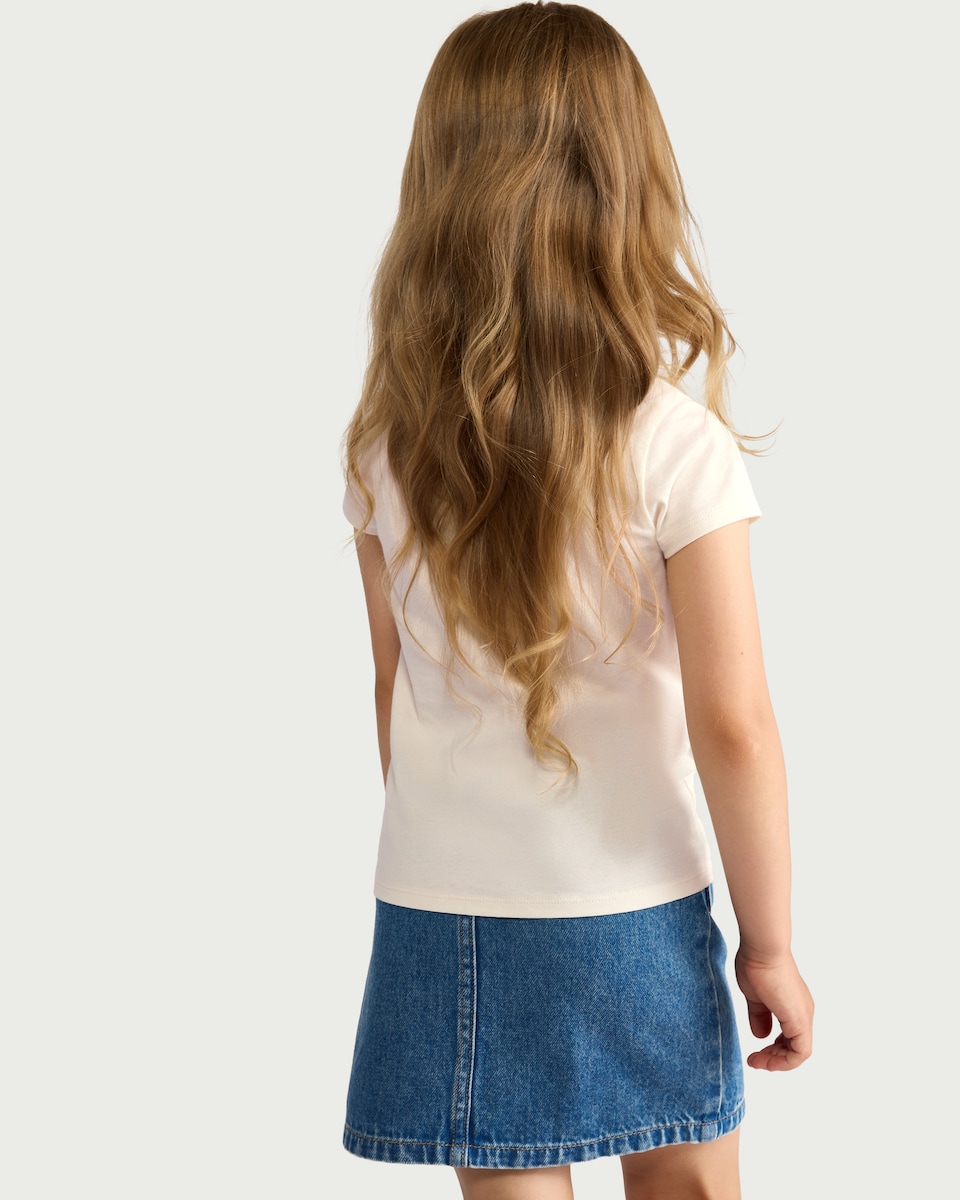 image 1 of F&F Girls Pure Cotton Strawberry Sequin T-Shirt in White