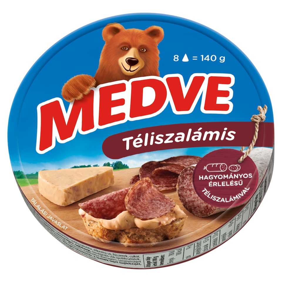 Medve Spreadable Processed Semi-Fat Cheese with Winter Salami 8 x 17,5 g (140 g)