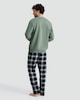 image 3 of F&F Cotton Rich Sweatshirt and Check Trousers Pyjamas Set in Khaki