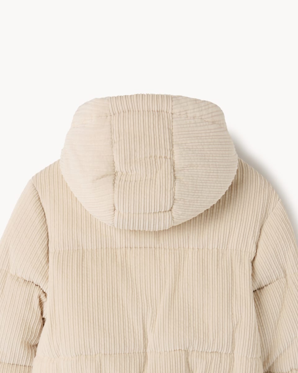 image 1 of F&F Girls Corduroy Puffer Jacket in Cream