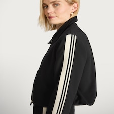 The F&F Edit Striped Sleeve Zip Jacket in Black