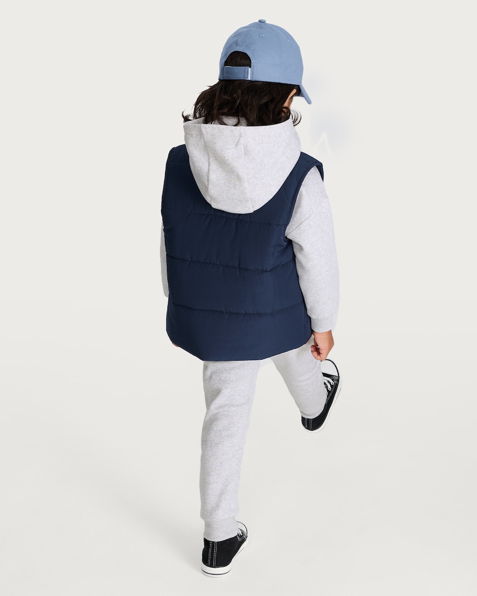 image 1 of F&F Boys 3-Piece Cotton Rich Hoodie, Gilet and Joggers Set in Blue