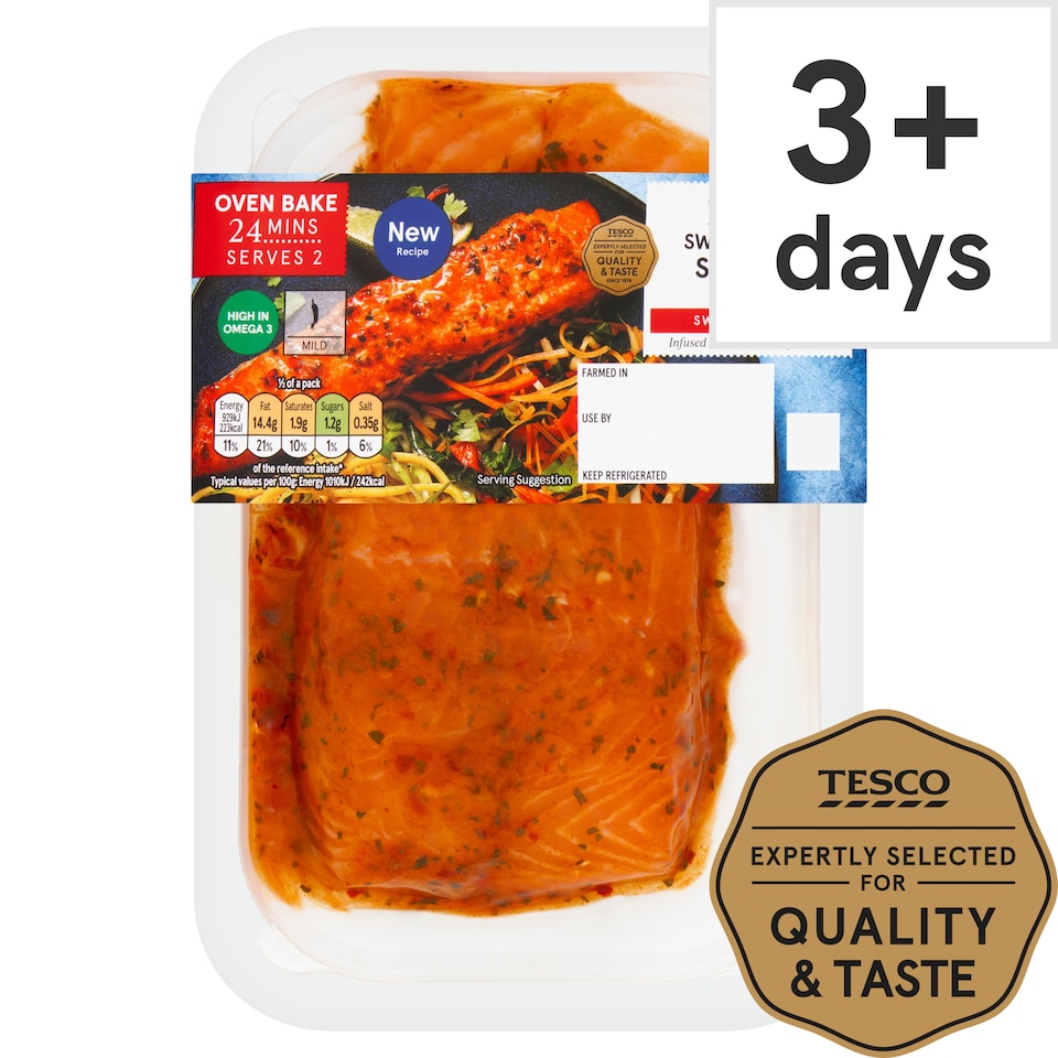 Tesco 2 Sweet Chilli & Lime Infused Salmon 230G