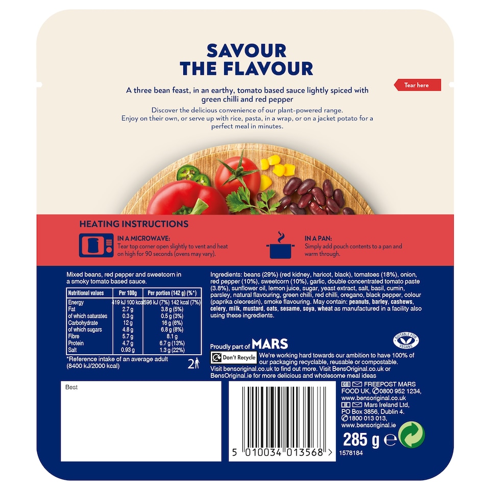 image 1 of Bens Plant Powered Bean Chilli Non Carne 285g