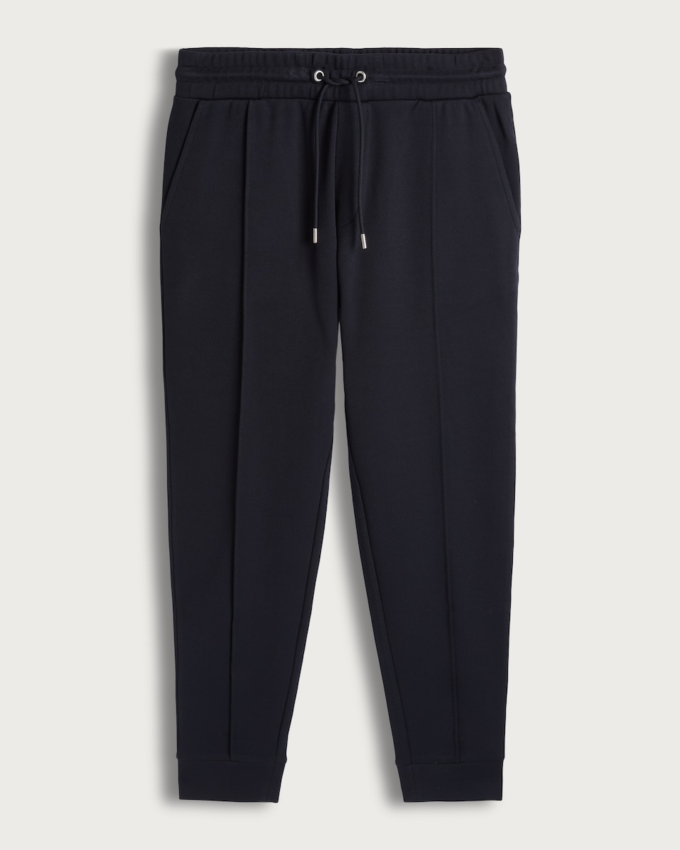 The F&F Edit Cotton Rich Twill Textured Cuffed Joggers in Navy