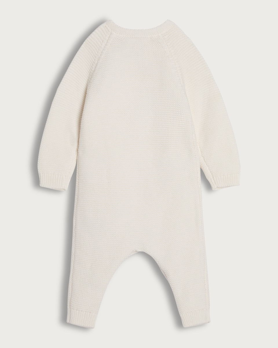 image 1 of F&F Baby Pure Cotton Knitted Hello Pumpkin Romper and Hat in White