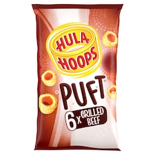 Hula Hoops Puft Grilled Beef Multipack Crisps 6x15g