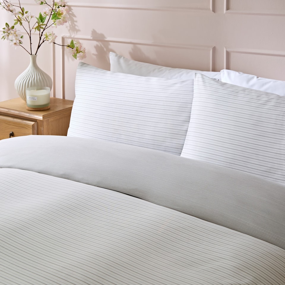 image 1 of Silentnight Love Sleep Fine Stripe duvet set -Super King