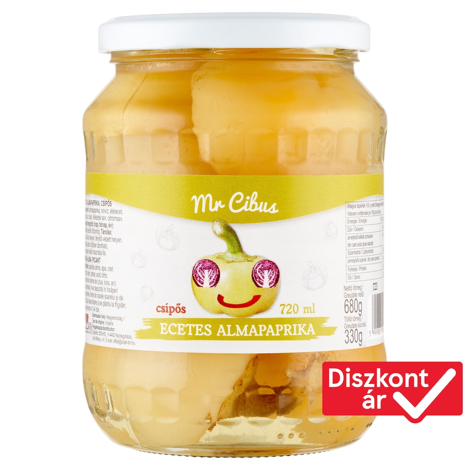 Mr Cibus csípős ecetes almapaprika 680 g