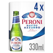 Peroni Nastro Azzurro Beer Lager Bottles 4x330ml