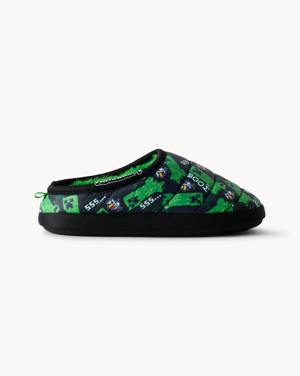 image 1 of Minecraft Quilted Mule Slippers in Black