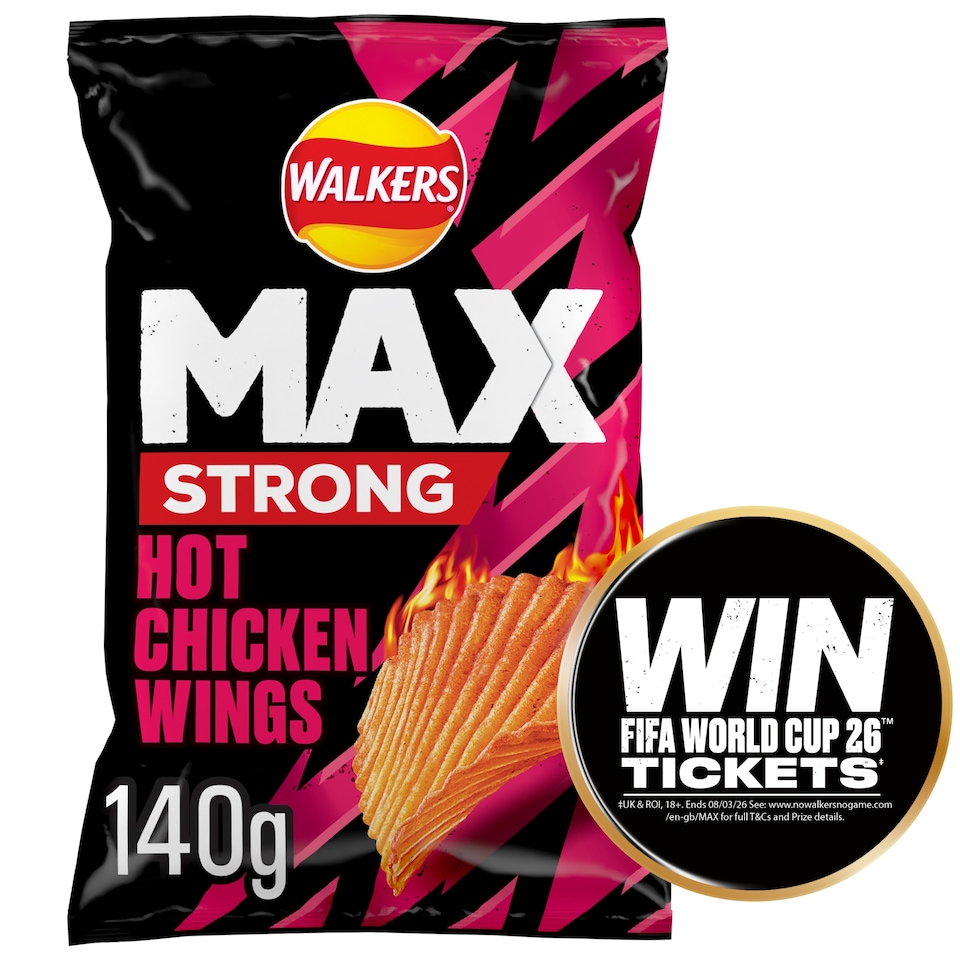 image 1 of Walkers Max Strong Crisps - Hot Chicken Wings 140g