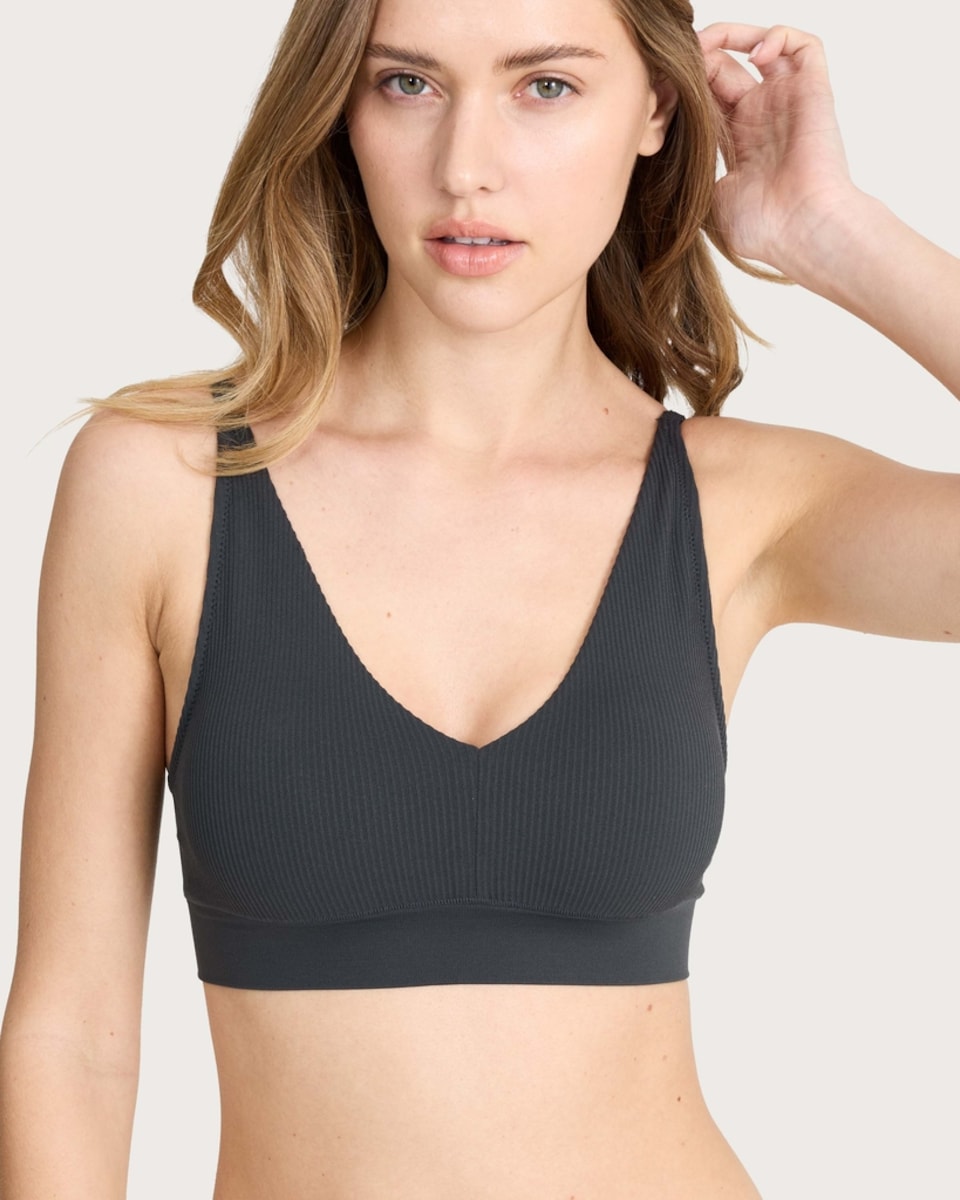 image 1 of F&F 2-Pack Ribbed Seamfree Contour Bralettes in Multi