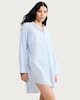 image 1 of F&F Pure Cotton Textured Striped Pyjama Shirt in Multi Blue