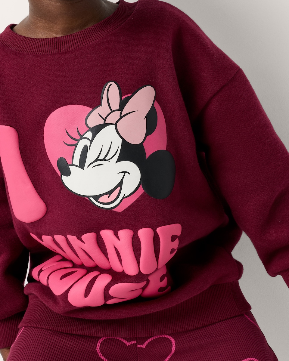 image 1 of Disney Minnie Mouse Cotton Rich Sweatshirt and Leggings Set in Burgundy