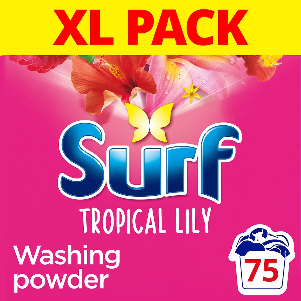 image 1 of Surf Tropical Lily Laundry Washing Detergent Powder 75 Washes 3750g
