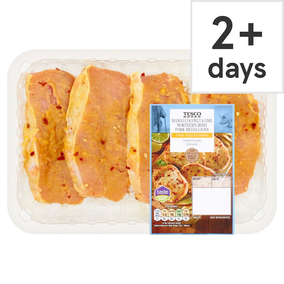 Tesco Mango, Coconut & Lime Northern Irish Pork Medallions 416g