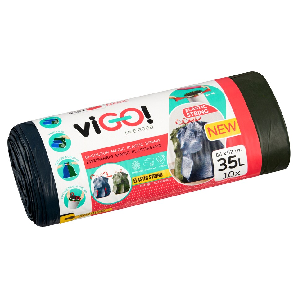 Vigo Durable Bags with Elastic Band 54 x 62 cm 35 L 10 pcs