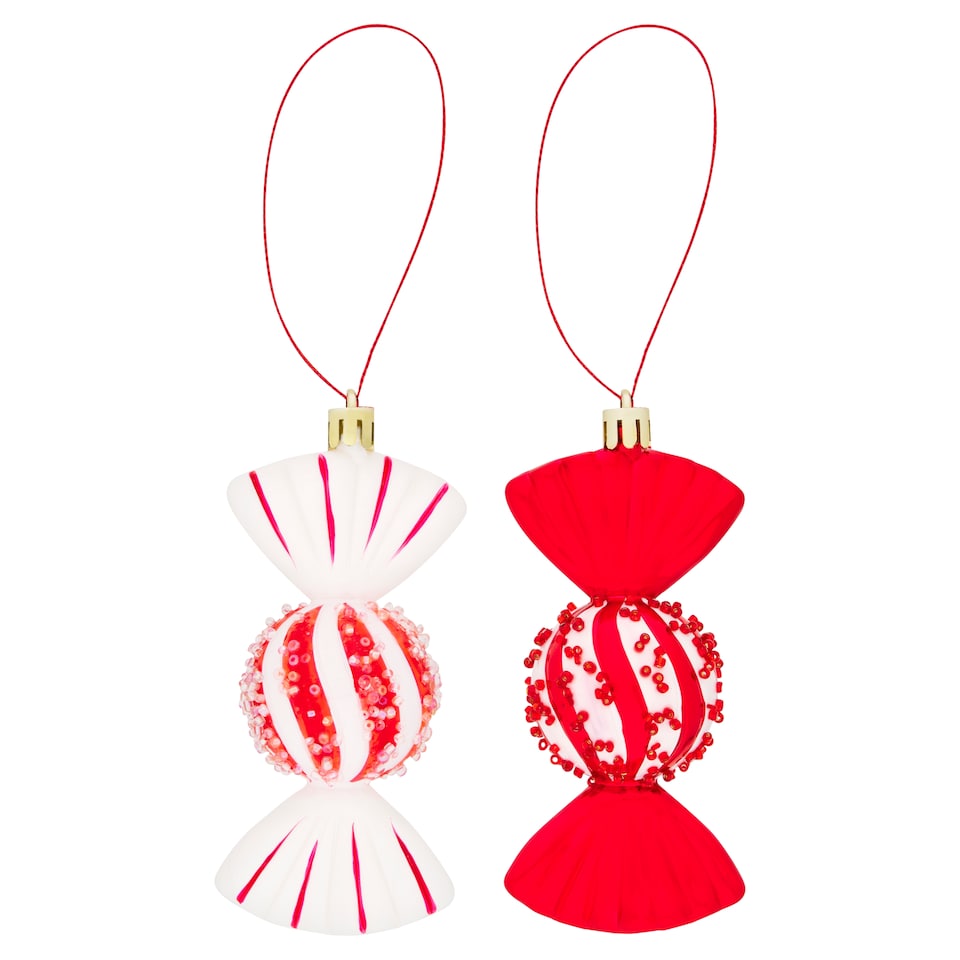 image 1 of Tesco Red & White Sweet Set Hanging Christmas Decorations