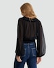 image 4 of F&F Chiffon Dobby Velvet V Neck Blouse in Black