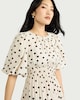 image 1 of F&F Shirred Polka Dot Midi Dress in Cream