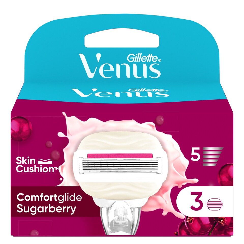 image 1 of Gillette Venus ComfortGlide Sugarberry Scented Miami Women’s Blades 3 Refill Blades